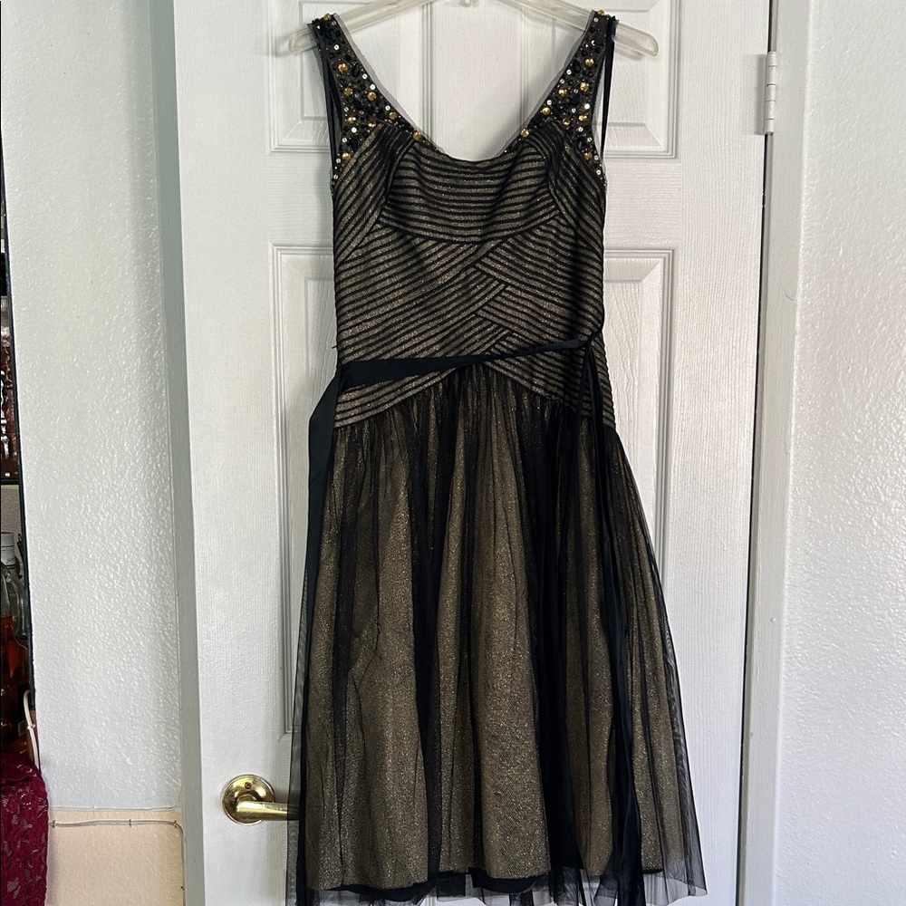 Black and Gold Sleeveless Dress